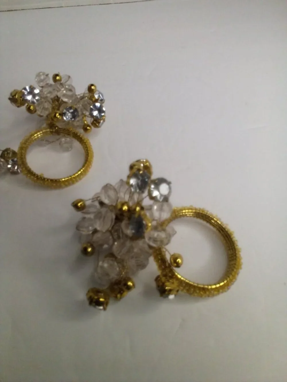 Pier 1 Napkin Rings Lot of 4 Gold Beaded Jeweled 2